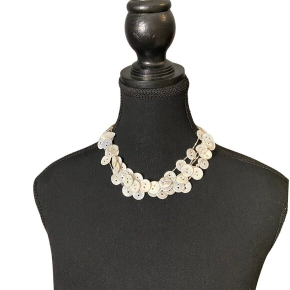 Eclectic Mother-of-Pearl Button Statement Necklace - Picture 6 of 7